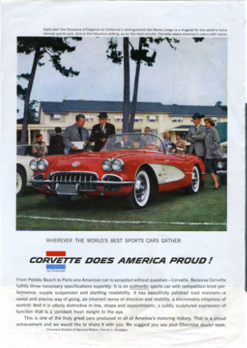 1958 Corvette, Pebble Beach Ad