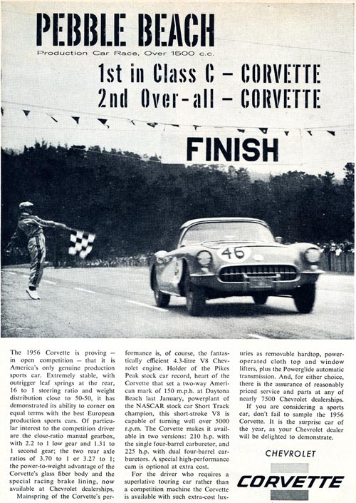 1956 Corvette Pebble Beach Races ad