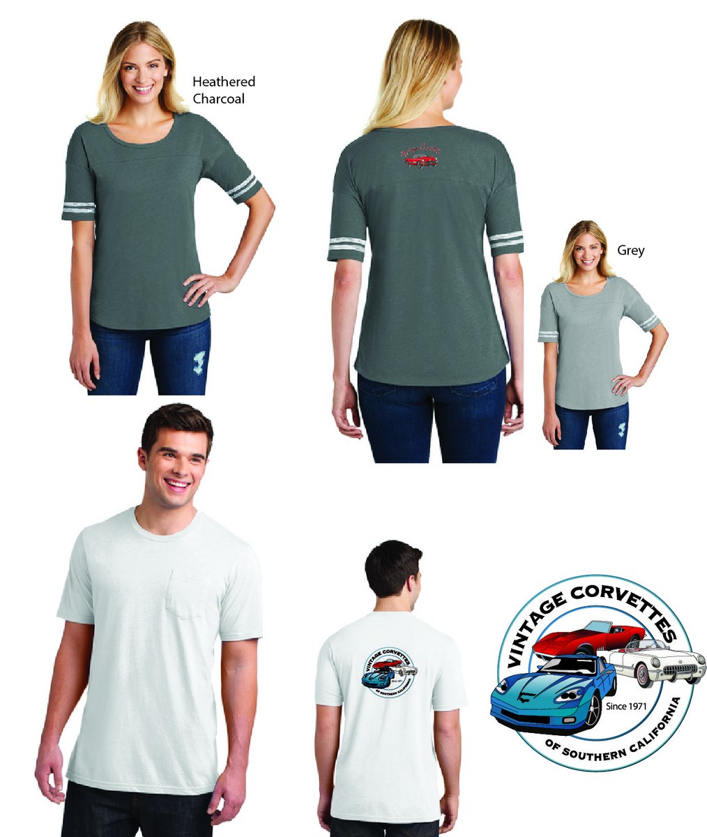 VCSC club T-shirts shown from the front and back