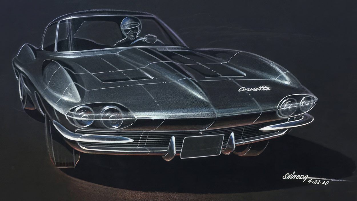Larry Shinoda C2 Corvette concept drawing