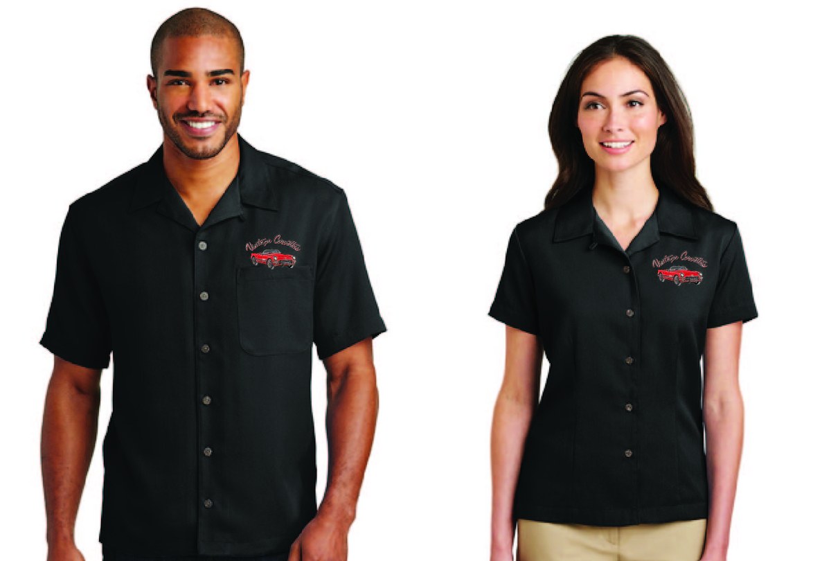 Men's and women's black VCSC camp shirts