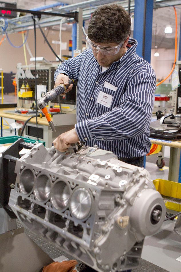 November 29, 2011: The 100 Millionth Small Block Chevy Engine is Built by Brian Early of Toronto Star Wheels at the GM Performance Build Center in Wixom, Michigan