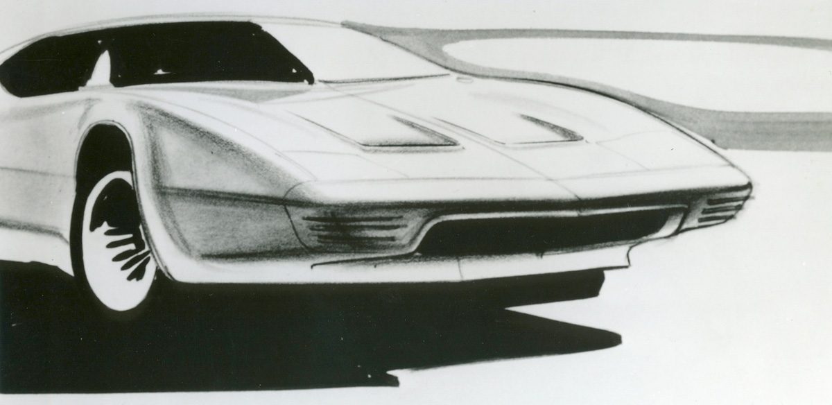 GM Aerovette Concept Drawing Front View